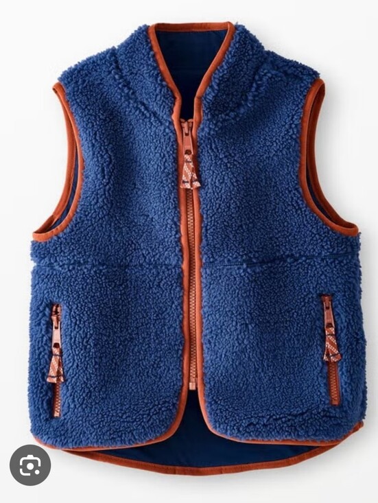 Hanna Andersson Other - Hanna Andersson Kids Blue Sherpa Vest with Rust Trim Size 2T